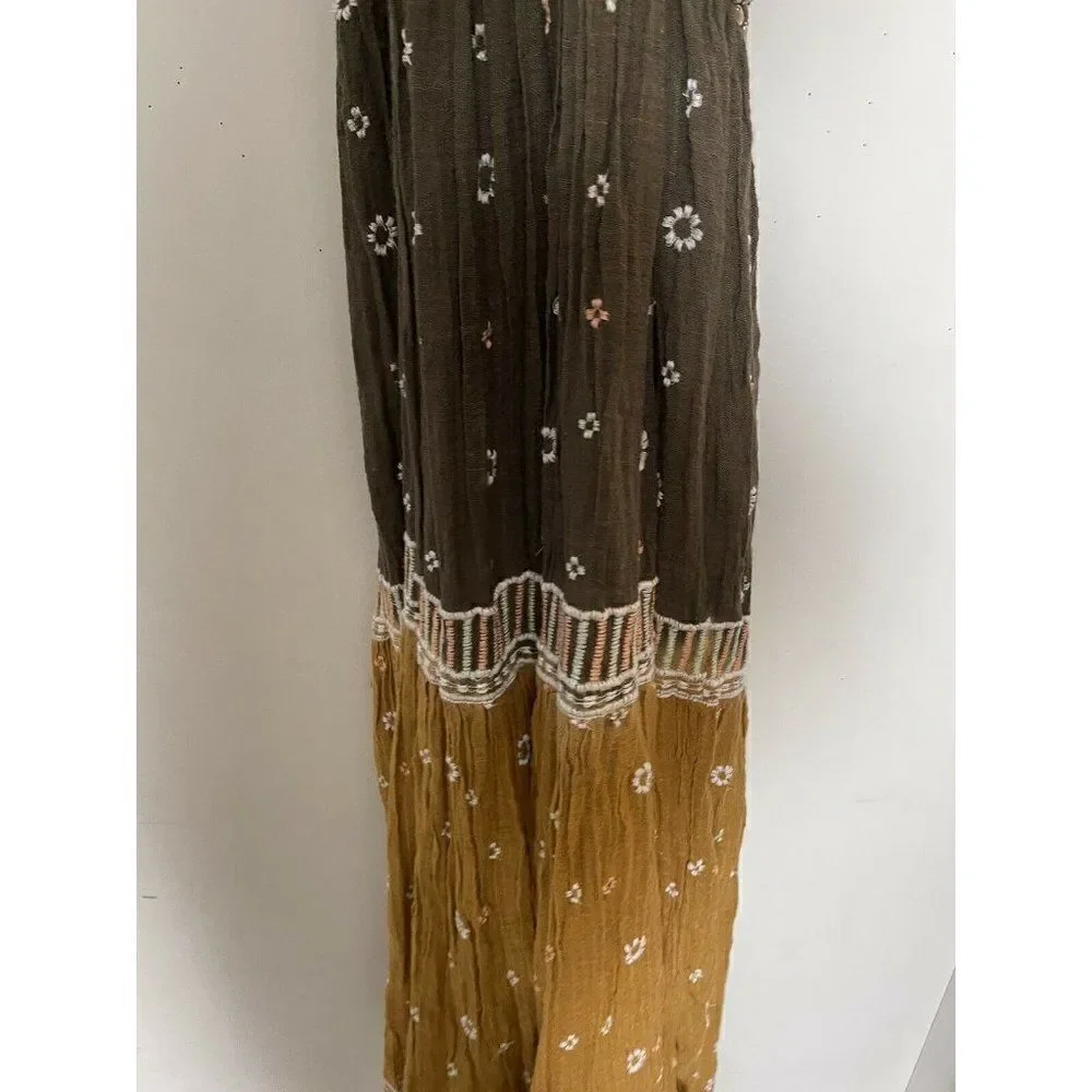 NEW FREE PEOPLE Sz S GENESIS EMBROIDERED EMBELLISHED TIERED MAXI TUNIC TOP - Picture 4 of 4